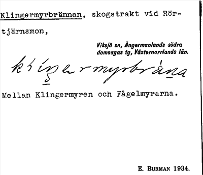 Bild på arkivkortet för arkivposten Klingermyrbrännan