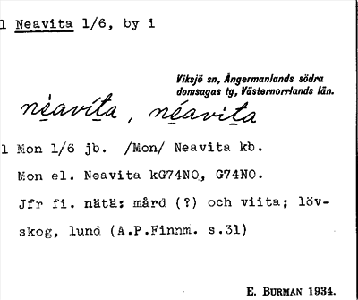 Bild på arkivkortet för arkivposten Neavita