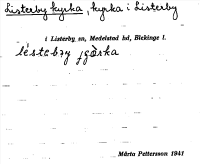 Bild på arkivkortet för arkivposten Listerby kyrka