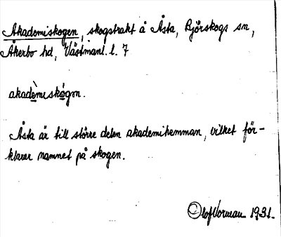 Bild på arkivkortet för arkivposten Akademiskogen