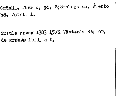 Bild på arkivkortet för arkivposten Grönö
