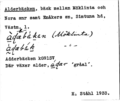 Bild på arkivkortet för arkivposten Alderbäcken