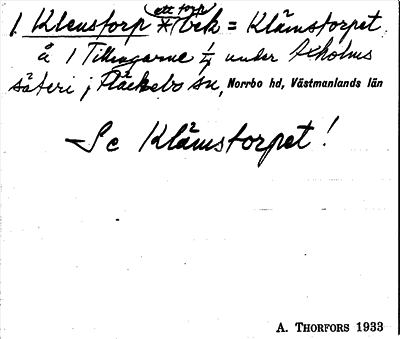 Bild på arkivkortet för arkivposten Klenstorp