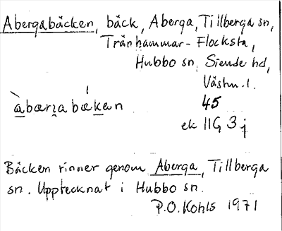 Bild på arkivkortet för arkivposten Abergabäcken