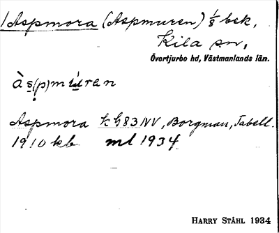 Bild på arkivkortet för arkivposten Aspmora