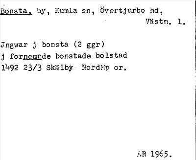 Bild på arkivkortet för arkivposten Bonsta