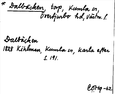 Bild på arkivkortet för arkivposten *Dalbäcken