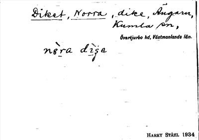 Bild på arkivkortet för arkivposten Diket, Norra