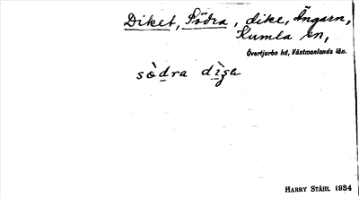 Bild på arkivkortet för arkivposten Diket, Södra