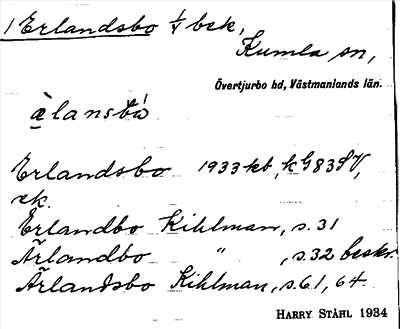 Bild på arkivkortet för arkivposten Erlandsbo