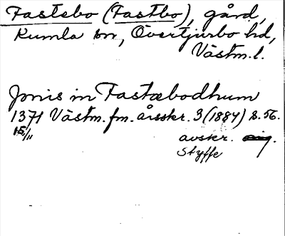 Bild på arkivkortet för arkivposten Fastebo (Fastbo)