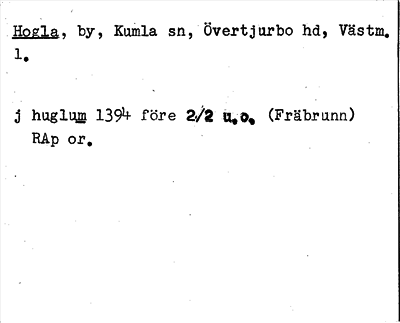 Bild på arkivkortet för arkivposten Hogla