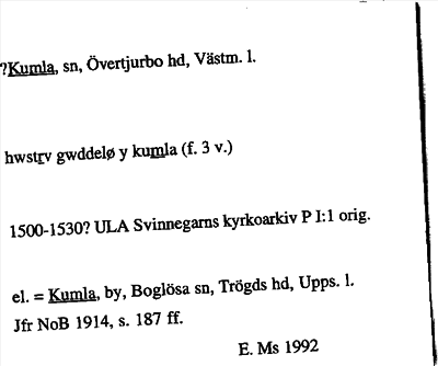 Bild på arkivkortet för arkivposten ?Kumla