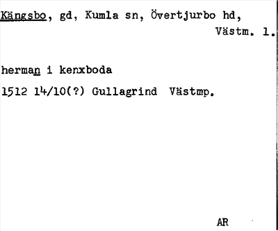 Bild på arkivkortet för arkivposten Kängsbo
