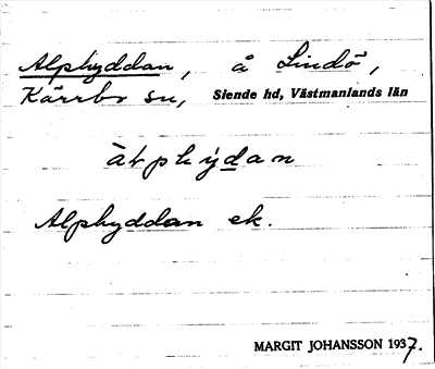 Bild på arkivkortet för arkivposten Alphyddan