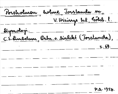 Bild på arkivkortet för arkivposten Porsholmen