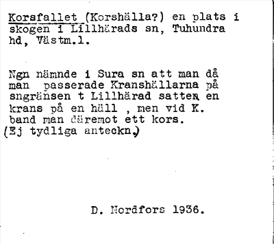 Bild på arkivkortet för arkivposten Korsfallet