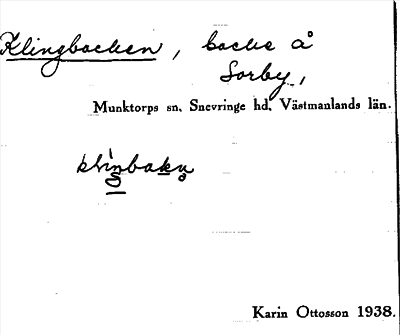 Bild på arkivkortet för arkivposten Klingbacken