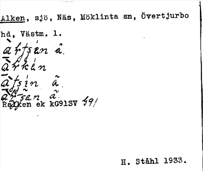 Bild på arkivkortet för arkivposten Alken
