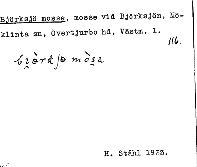 Bild på arkivkortet för arkivposten Björksjö mosse