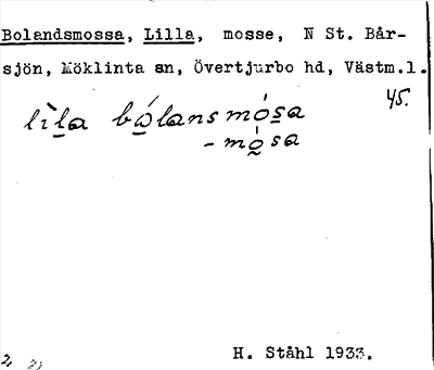 Bild på arkivkortet för arkivposten Bolandsmossa, Lilla