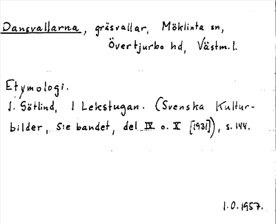 Bild på arkivkortet för arkivposten Dansvallarna