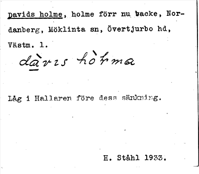 Bild på arkivkortet för arkivposten Davids holme