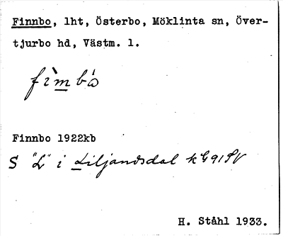 Bild på arkivkortet för arkivposten Finnbo
