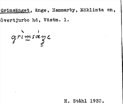 Bild på arkivkortet för arkivposten Grimsänget