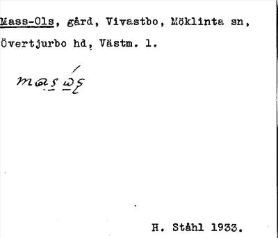 Bild på arkivkortet för arkivposten Mass-Ols