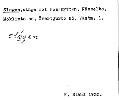 Bild på arkivkortet för arkivposten Slogen