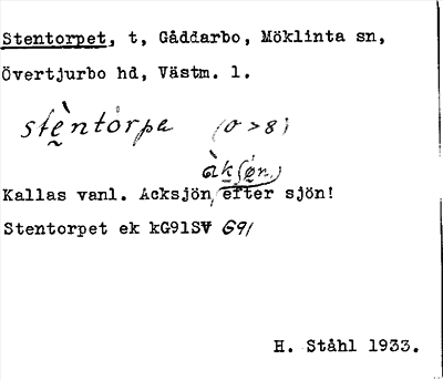 Bild på arkivkortet för arkivposten Stentorpet