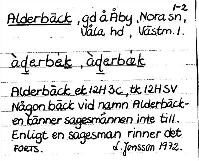 Bild på arkivkortet för arkivposten Alderbäck
