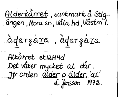 Bild på arkivkortet för arkivposten Alderkärret