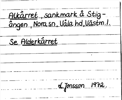Bild på arkivkortet för arkivposten Alkärret, se Alderkärret