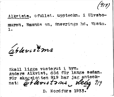 Bild på arkivkortet för arkivposten Alkvists
