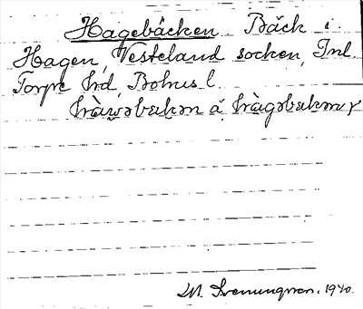 Bild på arkivkortet för arkivposten Hagebäcken