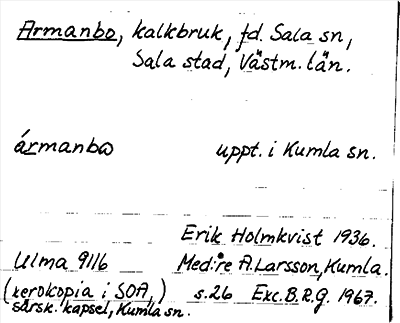 Bild på arkivkortet för arkivposten Armanbo