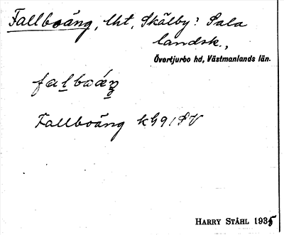 Bild på arkivkortet för arkivposten Fallboäng