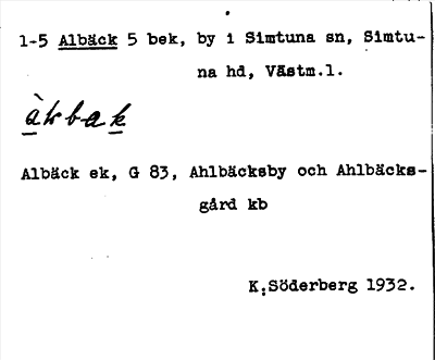 Bild på arkivkortet för arkivposten Albäck