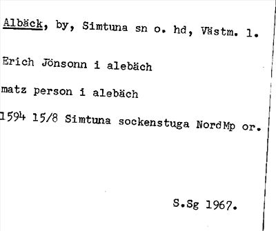 Bild på arkivkortet för arkivposten Albäck