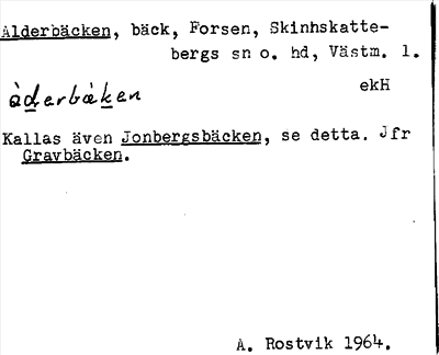 Bild på arkivkortet för arkivposten Alderbäcken