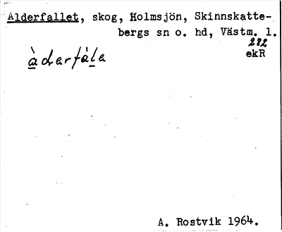 Bild på arkivkortet för arkivposten Alderfallet