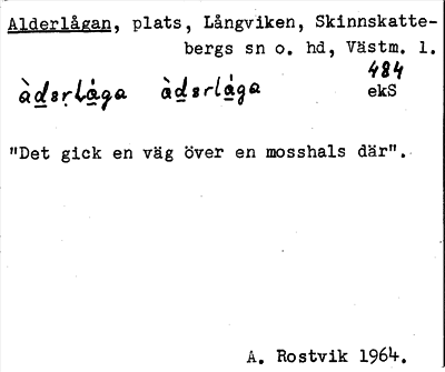 Bild på arkivkortet för arkivposten Alderlågan