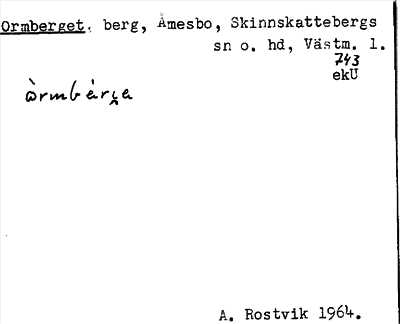 Bild på arkivkortet för arkivposten Ormberget