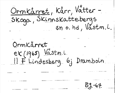 Bild på arkivkortet för arkivposten Ormkärret