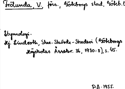 Bild på arkivkortet för arkivposten Frölunda, V.