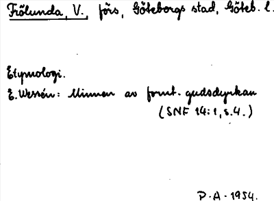 Bild på arkivkortet för arkivposten Frölunda, V.