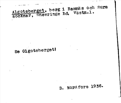 Bild på arkivkortet för arkivposten Algotsberget
