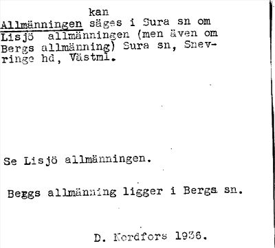 Bild på arkivkortet för arkivposten Allmänningen